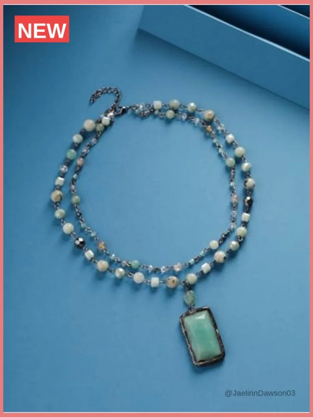 Boho Layered Pendant Necklace Handmade Beaded Chain Jewelry